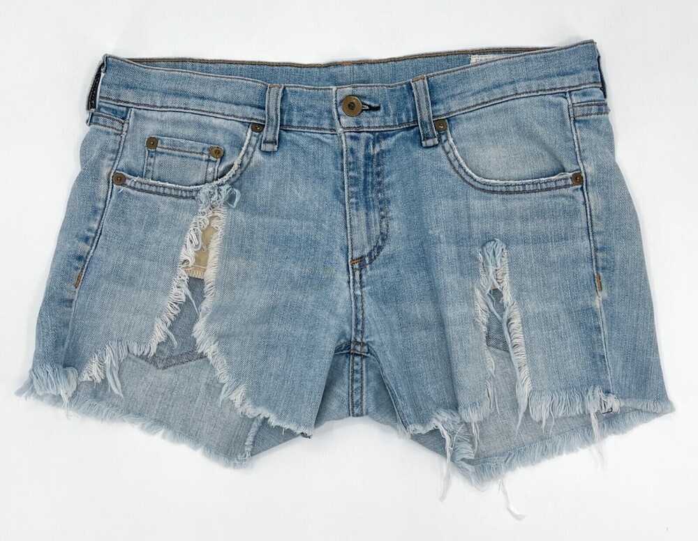 Rag & Bone Shorts Womens 27 Blue Denim Jean Distressed Destroyed Cutoff